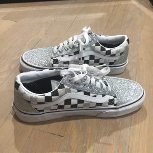 Vans Classic Checker Glitter Lace Up Sneakers